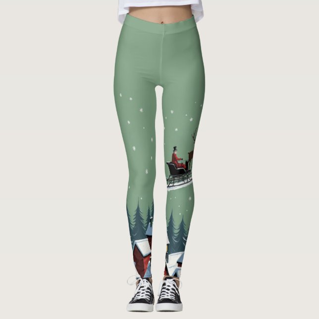 Santa and His Sleigh Leggings (Front)