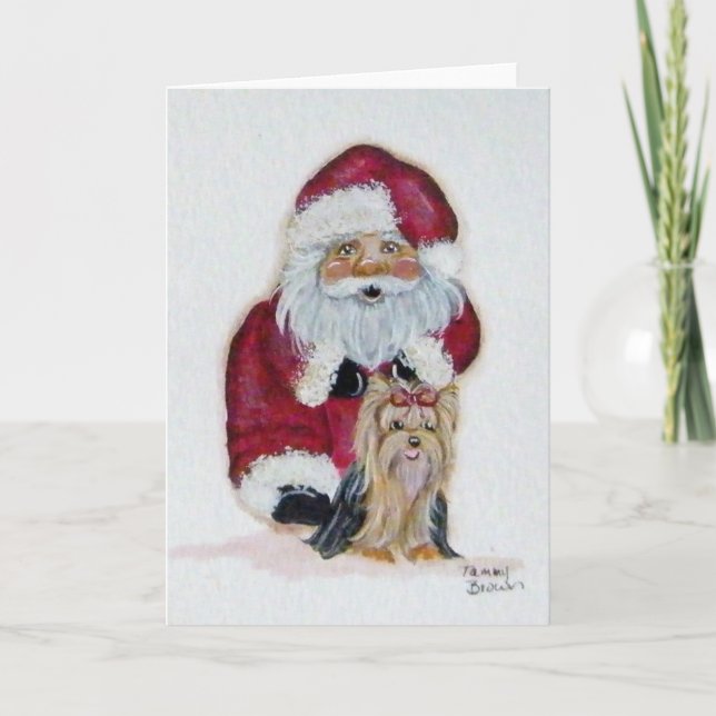 Santa and his Yorkie Christmas Card (Front)