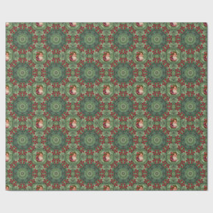 Santa and Holly Pattern Wrapping Paper