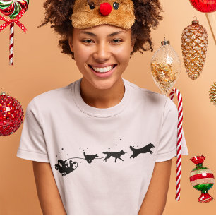 Santa And Husky Shadow Christmas T-Shirt