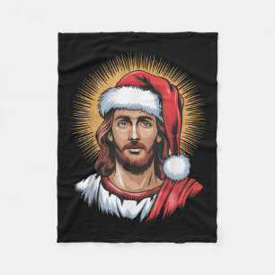 Santa And Jesus We Saw That Merry Christmas Funny Fleece Blanket