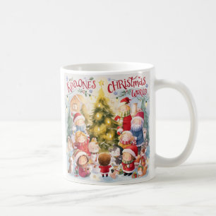 Santa and Kids by the Christmas Tree Cute Coffee Mug