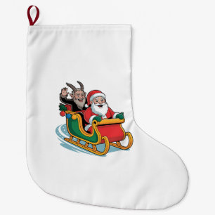 Santa and Krampus Evil Dark Christmas Horror Xmas Large Christmas Stocking