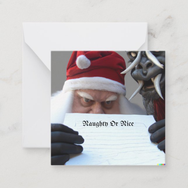 Santa and Krampus Naughty or Nice Christmas Card (Front)