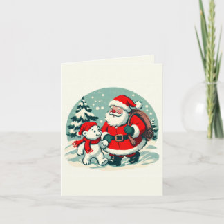 Santa and little polar bear card