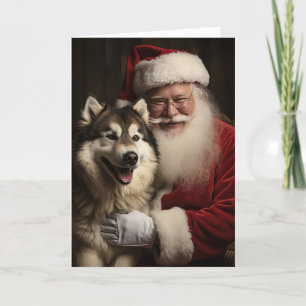 Santa and Malamute Holiday Card