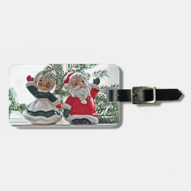 Santa and Mrs. Claus Holiday Travels Luggage Tag (Front Horizontal)