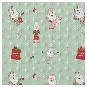 Santa and Mrs Claus in Pyjama's and Nightgown Fabric