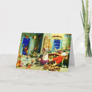 Santa and Mrs. Claus Relax Christmas Night Holiday Card
