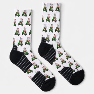 Santa and Mrs. Claus riding a scooter Socks
