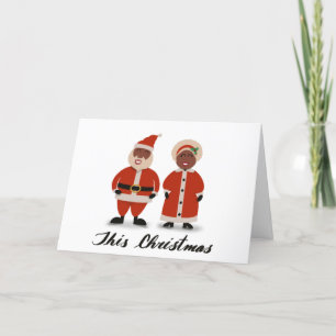 Santa and Ms.Claus Christmas Card Black Santa