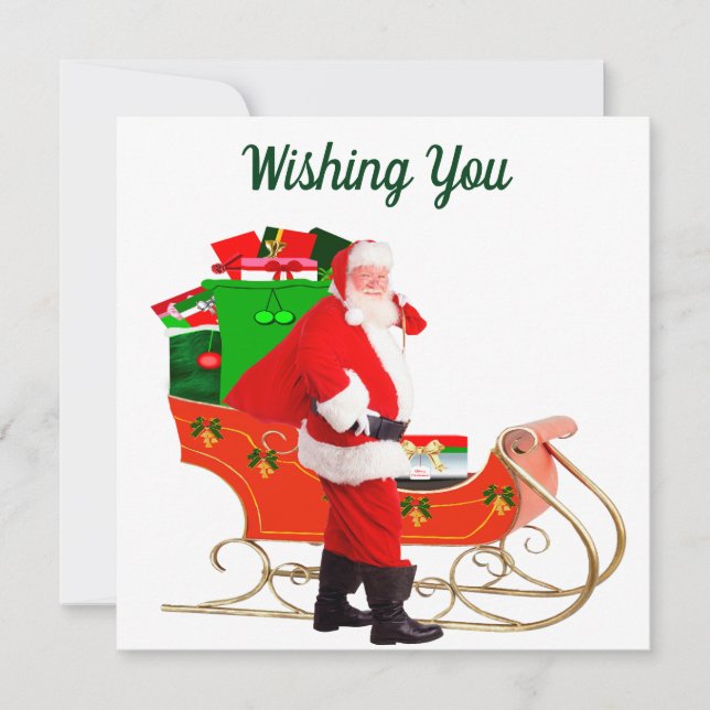 Santa And Packed Sleigh Card (Front)