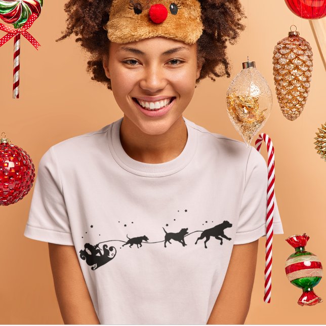 Santa And Pitbull Shadow Christmas T-Shirt (Creator Uploaded)