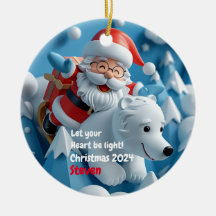 Santa and Polar Bear Personalised Ornament