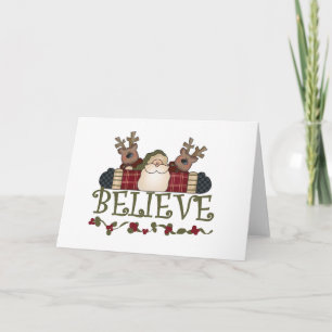 Santa and Reindeer Believe Holiday Card