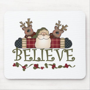 Santa and Reindeer Believe Mouse Pad