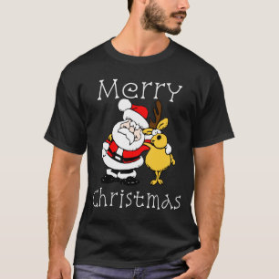 Santa and Reindeer Best Friends Christmas Gift T-Shirt