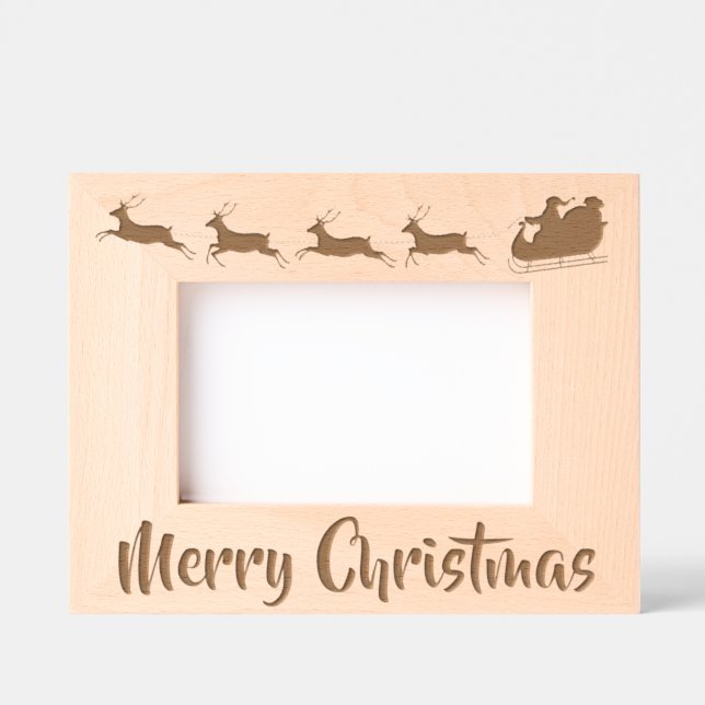 Santa and Reindeer Christmas Design Etched Frames (Front)