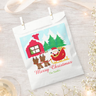 Santa and Reindeer Christmas Holiday Party Favour Bags