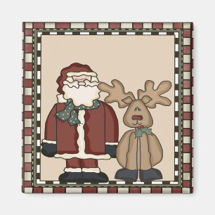 Santa and Reindeer Christmas Magnet