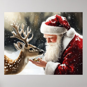 Santa and Reindeer Christmas Wall Art