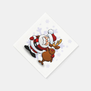 Santa And Reindeer Festive Napkins