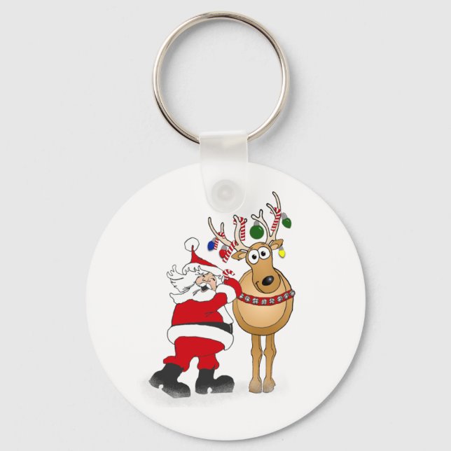Santa and reindeer friend! key ring (Front)