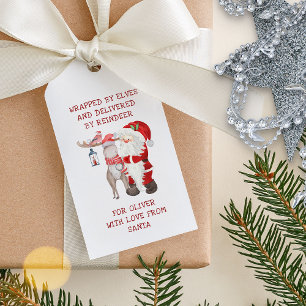 Santa and Reindeer Kids Personalised Christmas Gift Tags