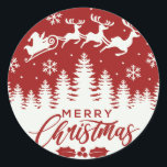 Santa  and Reindeer Merry Christmas | Sleigh Classic Round Sticker<br><div class="desc">Santa and Reindeer Merry Christmas | Sleigh Classic Round Sticker Celebrate the season with this festive "Merry Christmas" round sticker featuring Santa's sleigh, reindeer, and a wintery red-and-white design. Perfect for adding a classic holiday touch to cards, gifts, and decorations. You can personalise it by clicking on the 'Customise It'...</div>