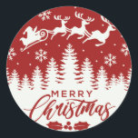 Santa  and Reindeer Merry Christmas | Sleigh Classic Round Sticker<br><div class="desc">Santa and Reindeer Merry Christmas | Sleigh Classic Round Sticker Celebrate the season with this festive "Merry Christmas" round sticker featuring Santa's sleigh, reindeer, and a wintery red-and-white design. Perfect for adding a classic holiday touch to cards, gifts, and decorations. You can personalise it by clicking on the 'Customise It'...</div>