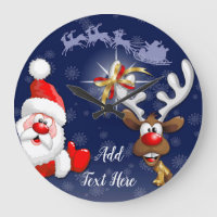 Santa and Reindeer Merry Christmass Happy Cartoon