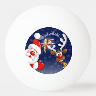 Santa and Reindeer Merry Christmass Happy Cartoon Ping Pong Ball