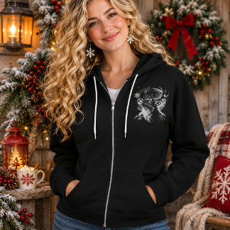 Santa and Reindeer Moonlit Christmas Hoodie