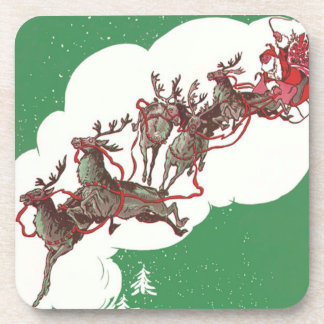 Santa and Reindeer on Christmas Eve Coaster