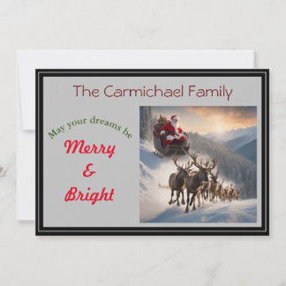 Santa and reindeer on Christmas Eve Holiday Card