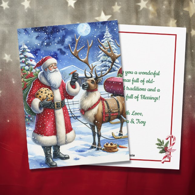 Santa and Reindeer on Christmas Eve Holiday Card (Creator Uploaded)
