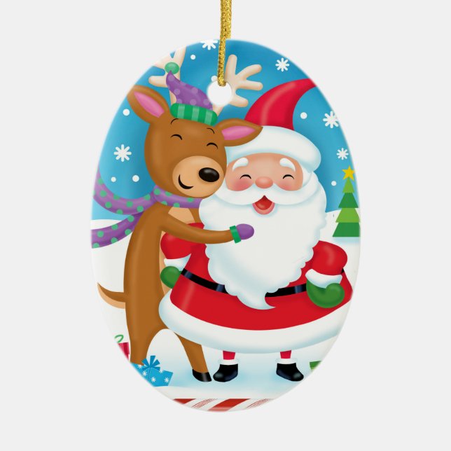 Santa and Reindeer Ornament (Front)