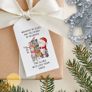 Santa and Reindeer Personalised Kids Christmas Gift Tags