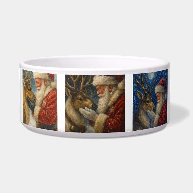 Santa and Reindeer Pet Bowl (Front)