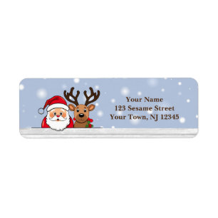 Santa and Reindeer Return Address Labels