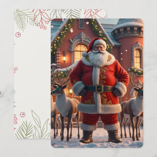 Santa and Reindeer Royalty – Elegant Vintage Invitation