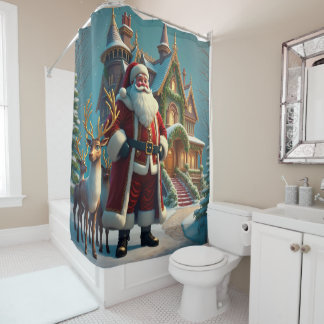 Santa and Reindeer Shower Curtain