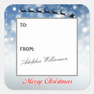 Santa and Reindeer Snowflakes Gift Label
