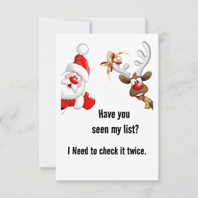 Santa and reindeer thank you card (Front)