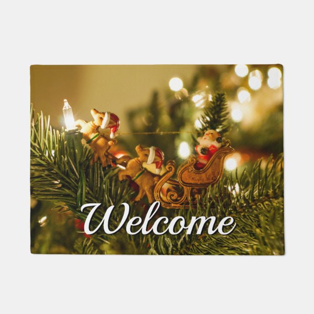Santa And Reindeer Welcome Doormat (Front)