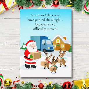 Santa and Reindeer We've Move Announcement  Postcard
