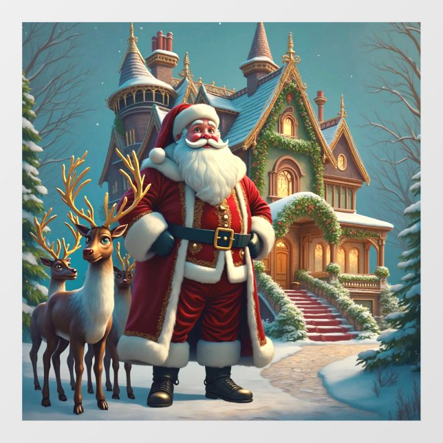 Santa and Reindeer Window Cling (Sheet)