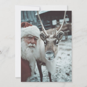Santa and Reindeer Winter Magic Holiday Card