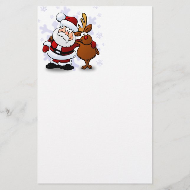 Santa And Reindeers Stationery (Front)