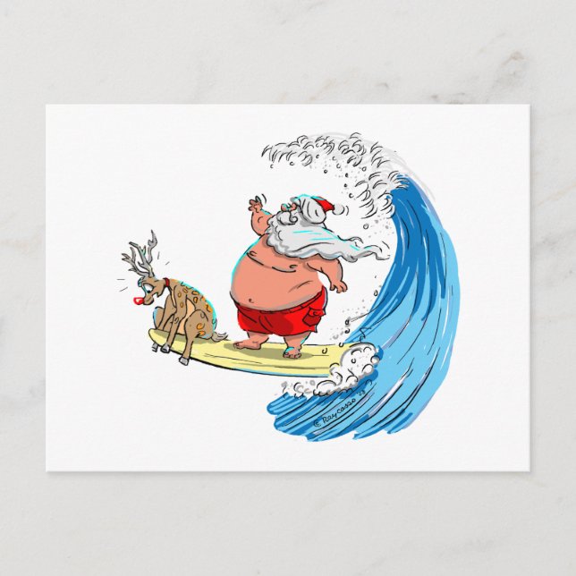 saNtA aNd RuDoLf Holiday Postcard (Front)